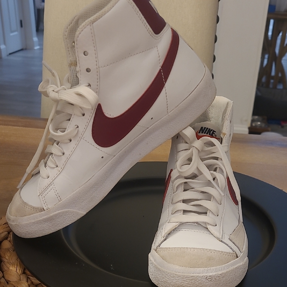 Nike White and Maroon High-Tops